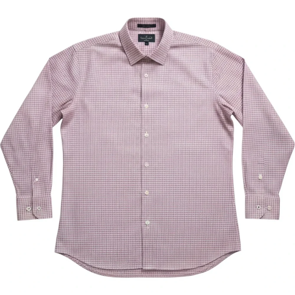 Banana Republic Shirt Mens M Pink Plaid Excellent Non-Iron Cotton Standard Fit